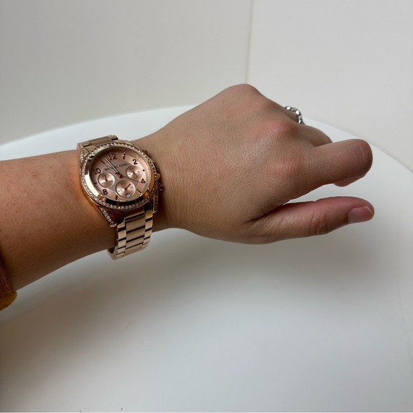Michael Kors rose gold chronograph crystal halo MK5263 watch - Picture 6 of 8